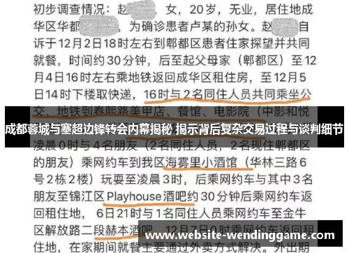 成都蓉城与塞超边锋转会内幕揭秘 揭示背后复杂交易过程与谈判细节