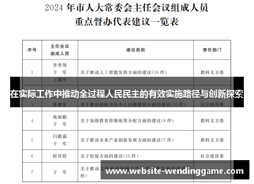 在实际工作中推动全过程人民民主的有效实施路径与创新探索